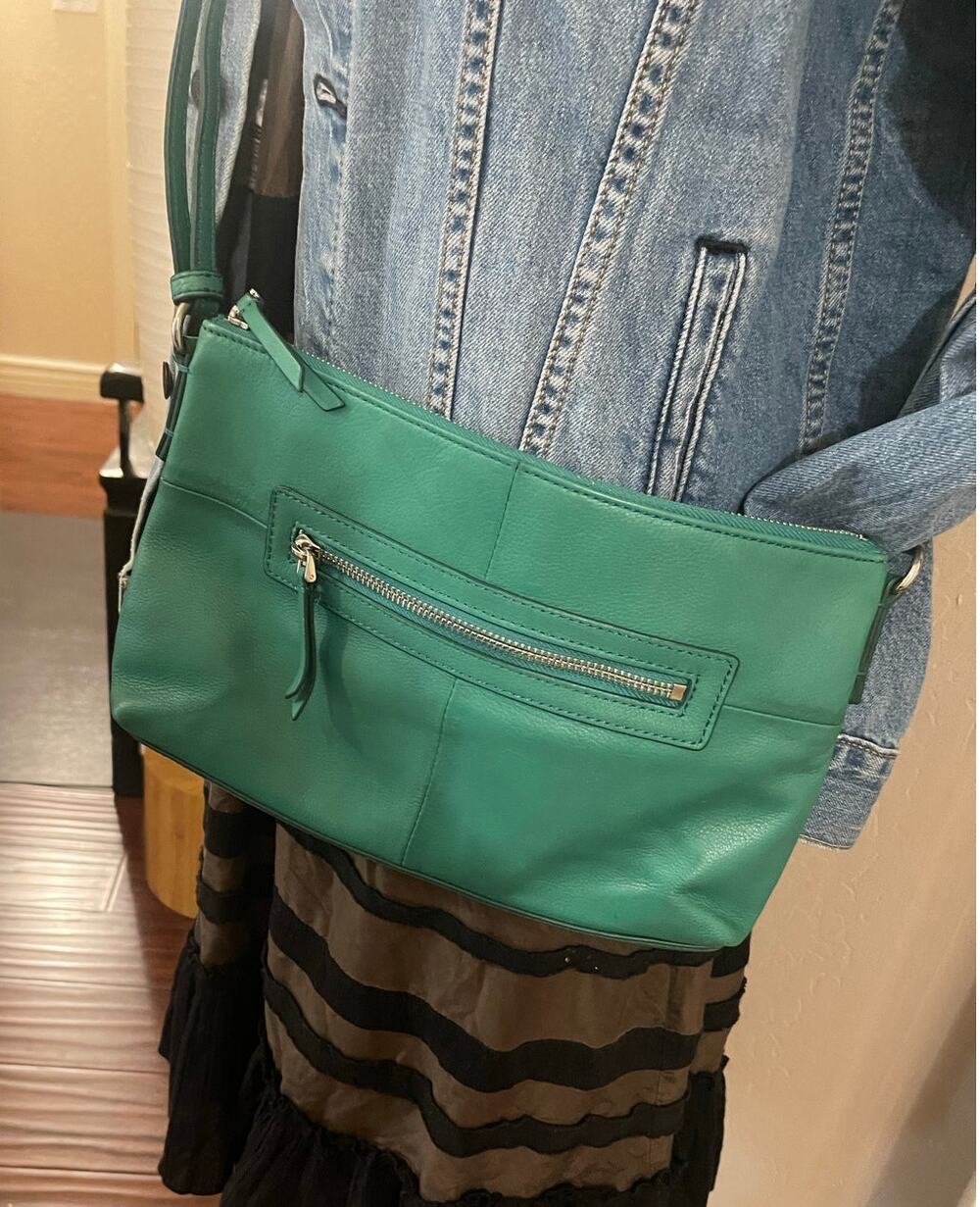 Margot green leather Crossbody bag